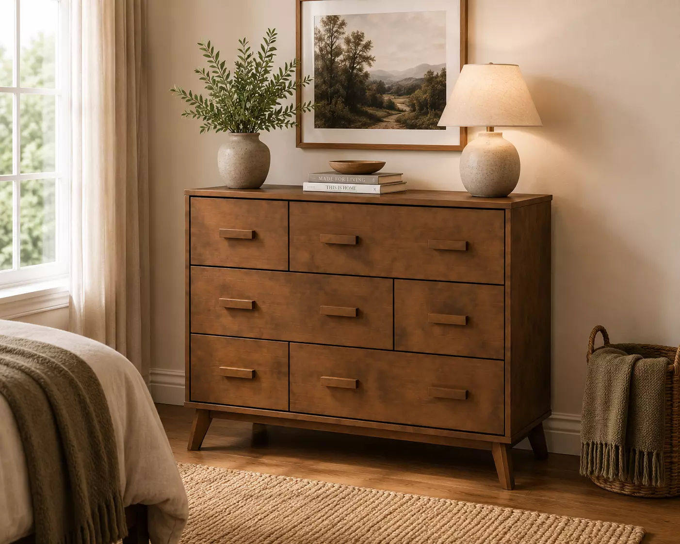 Mid-Century Modern 8-Drawer Wood Dresser 3D model