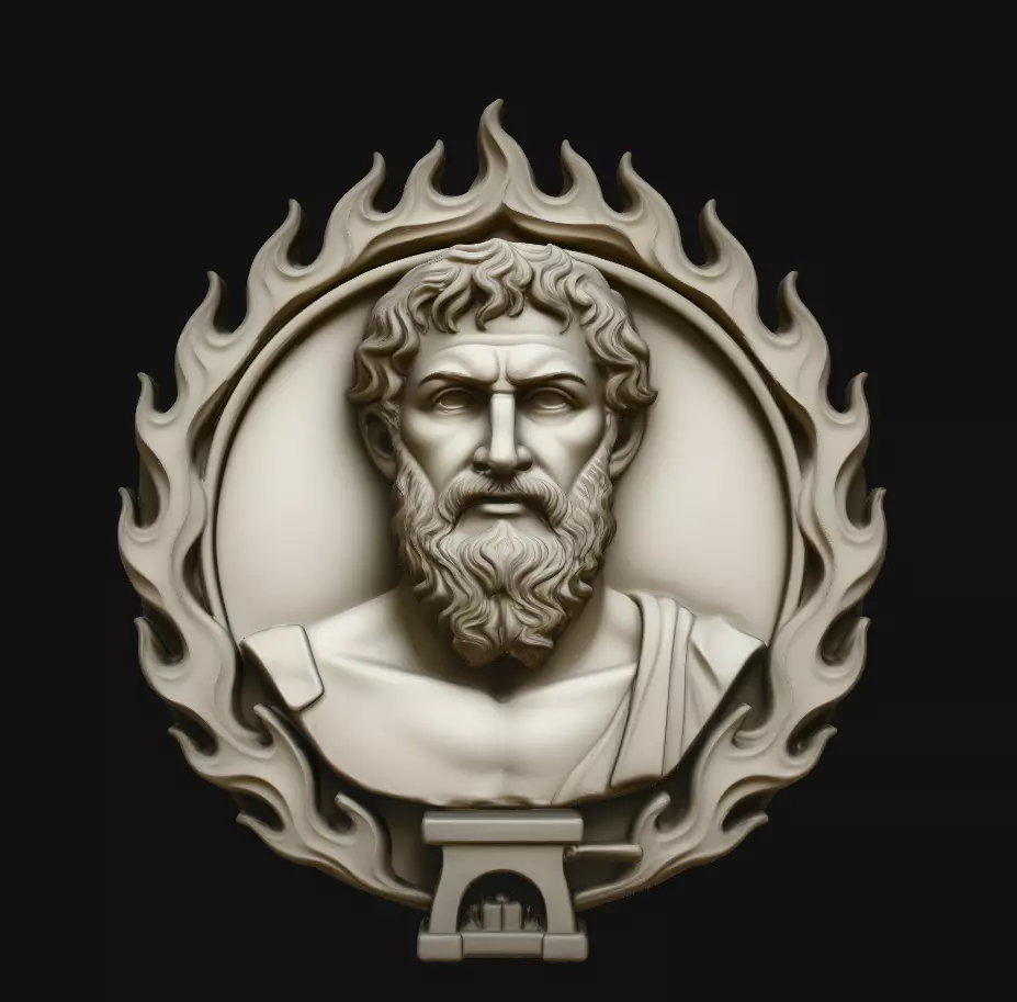 Hephaestus Flame Bust Pendant 3D Print Model 3D print model