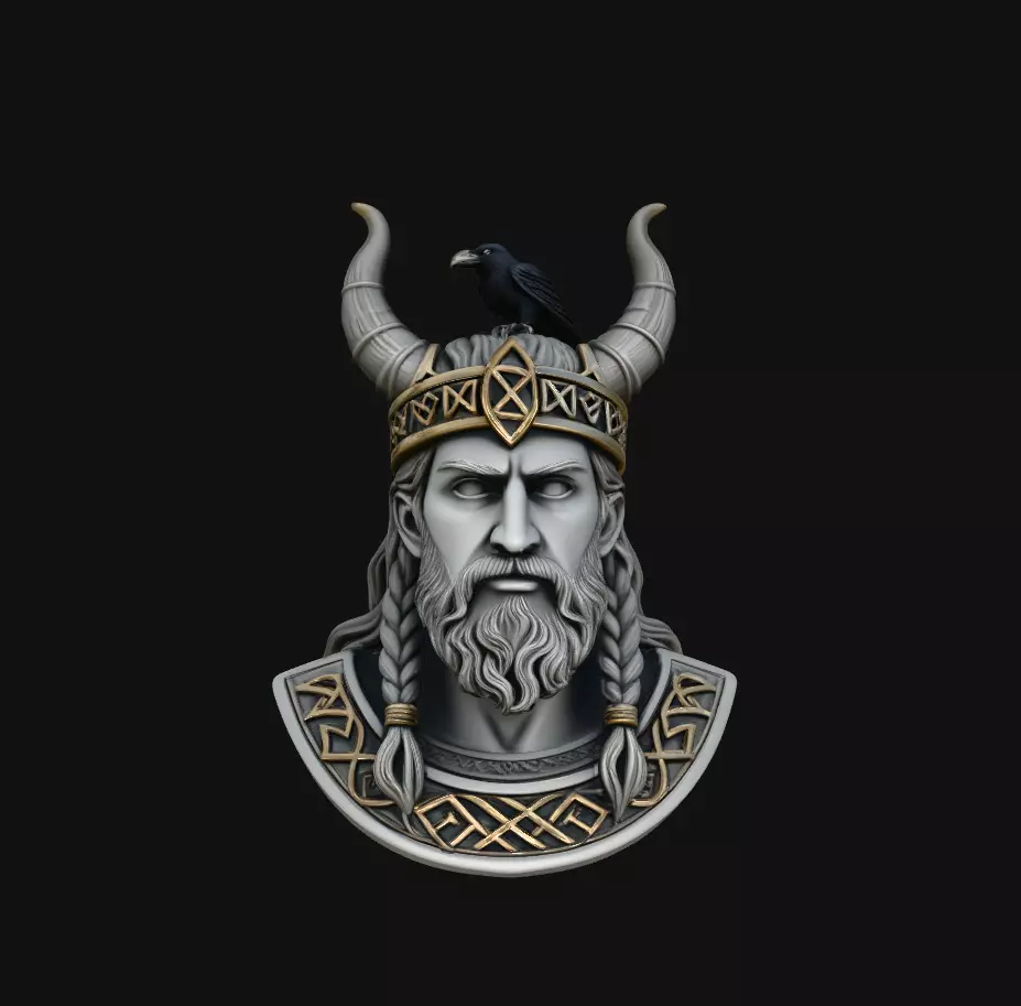 Viking Raven Horned Warrior Bust 3D Print Model 3D print model