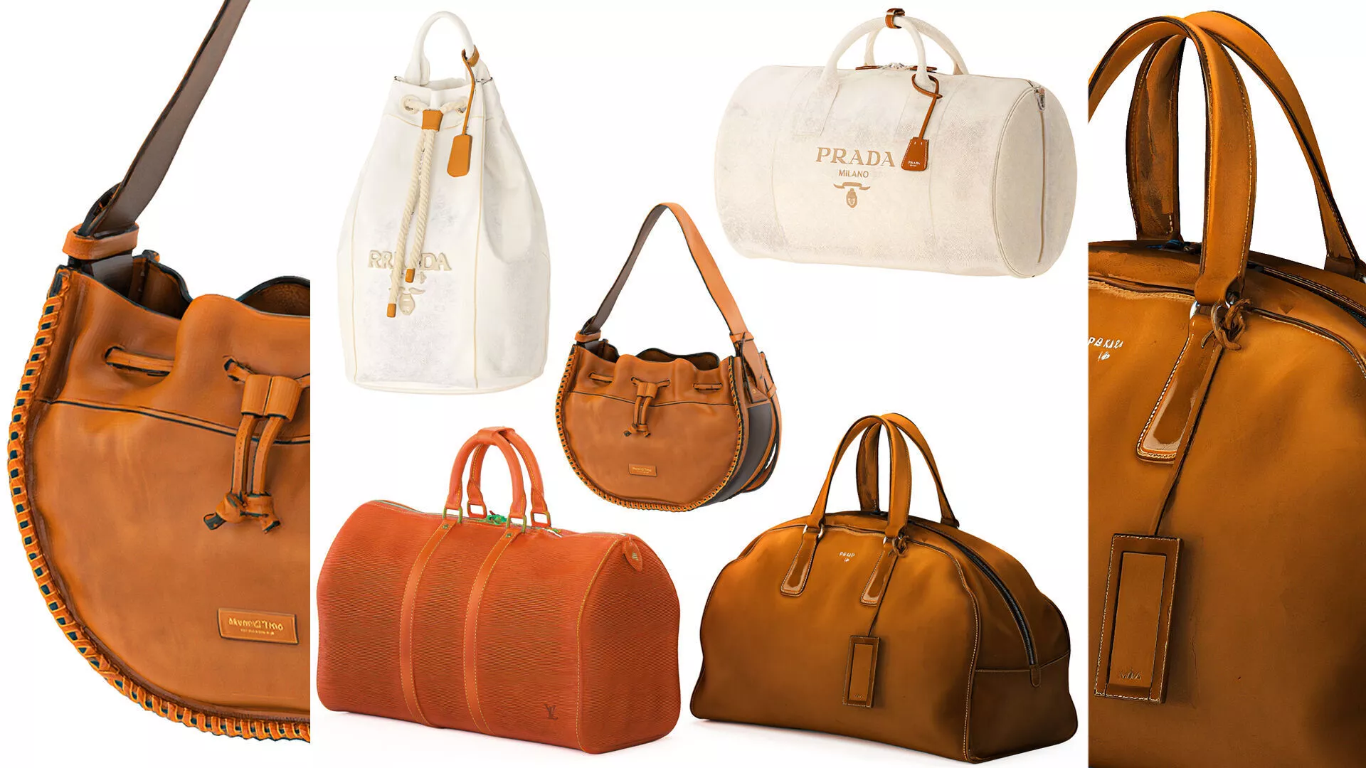 Set branded leather accessories bag backpack top decor 3D model