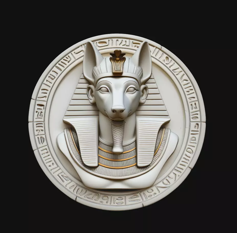 Anubis Royal Collar Round Pendant 3D Print Model 3D print model
