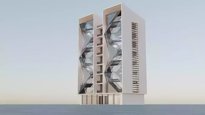 Original modern office building 3D model 3