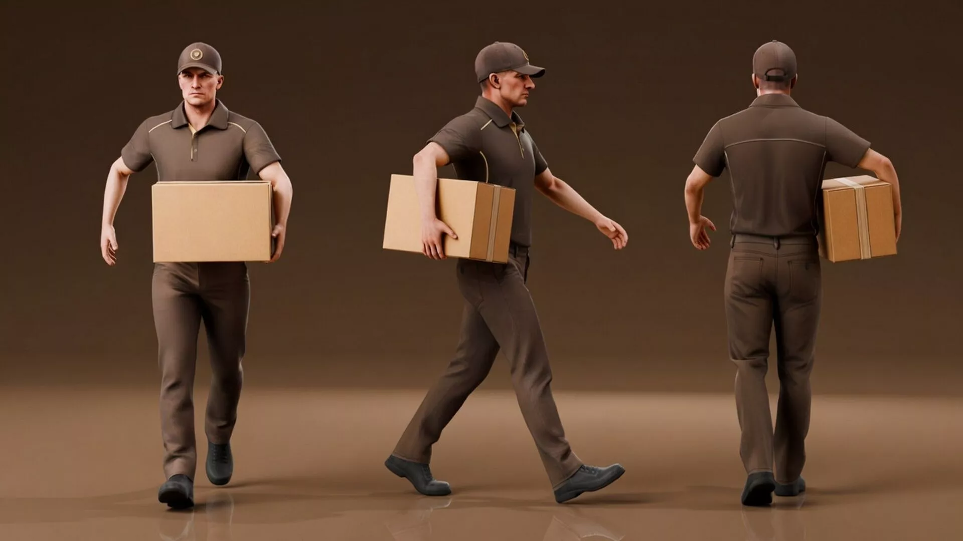 Realistic Delivery Driver - Rigged Low-poly 3D model
