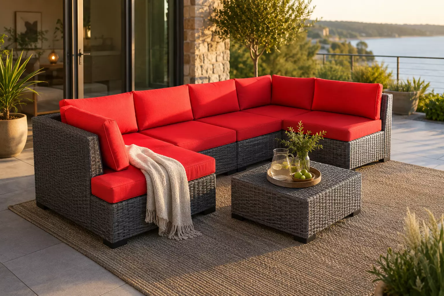 Outdoor Rattan Sectional Sofa Set 3D model
