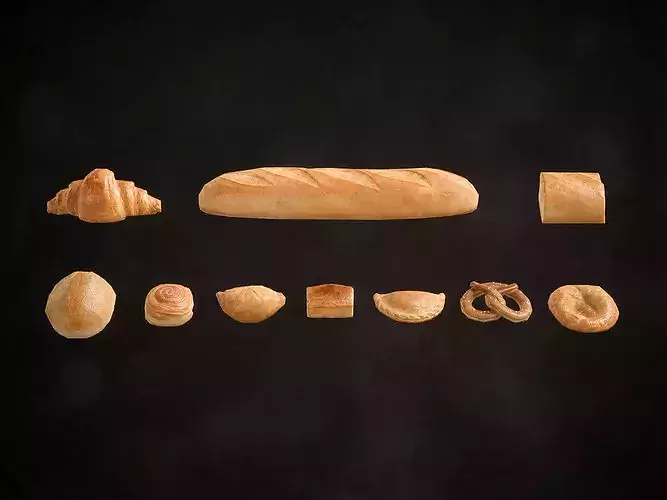 Low Poly Cozy Food Bundle Medieval Tavern Cafe Bread Assets Low-poly 3D model