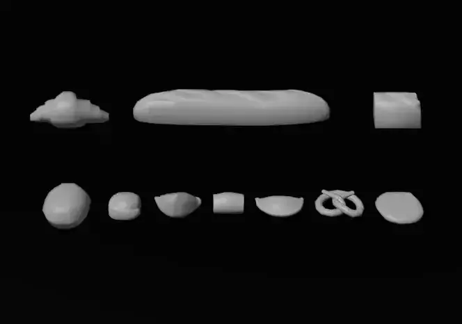 Low Poly Cozy Food Bundle Medieval Tavern Cafe Bread Assets Low-poly 3D model 2