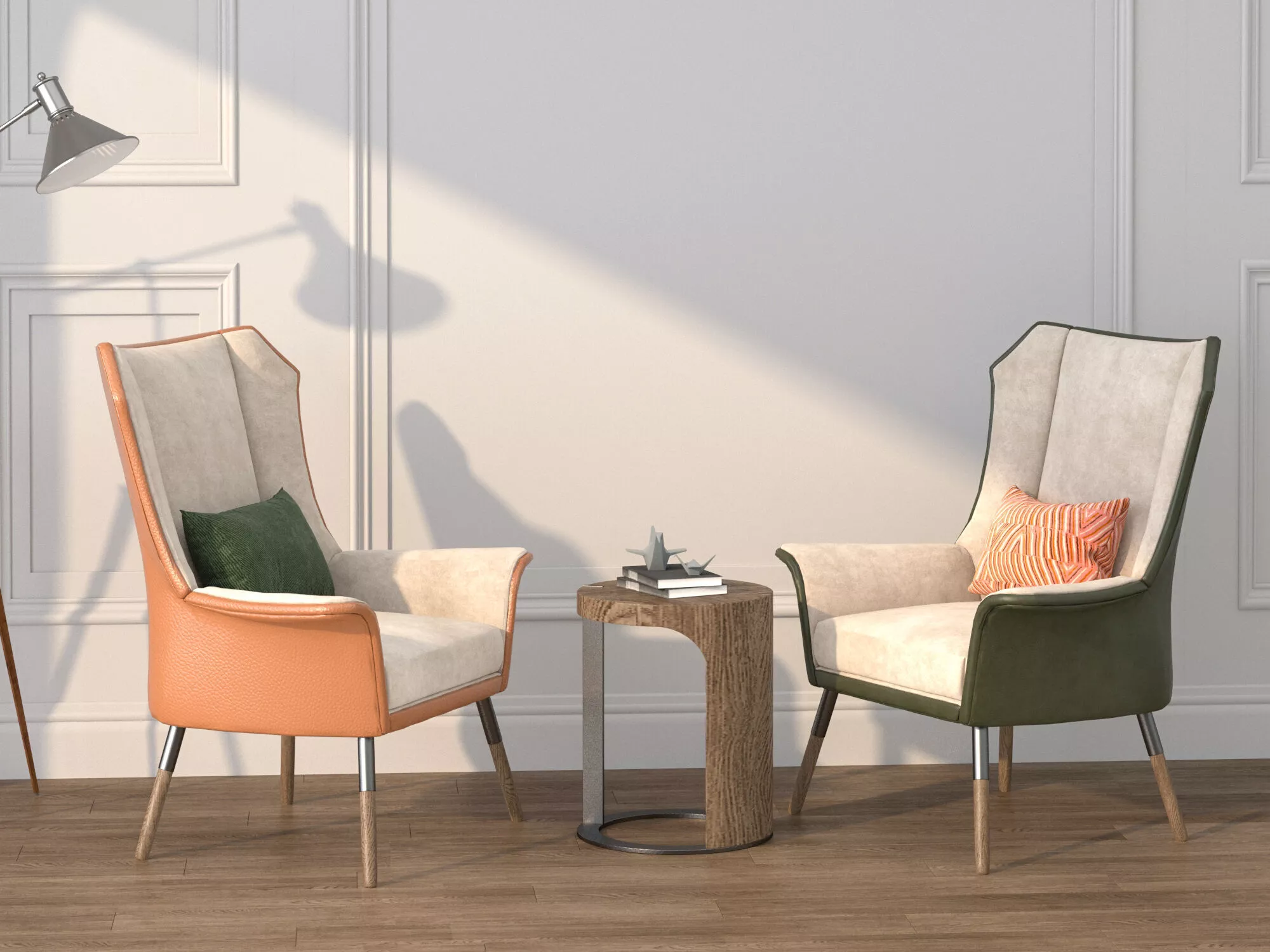 Modern Accent Chairs Set With Side Table 3D model