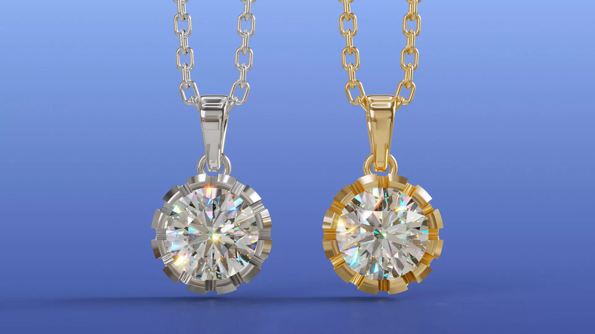Step Bezel Round Solitaire Diamond Pendant Necklace Design 3D print model