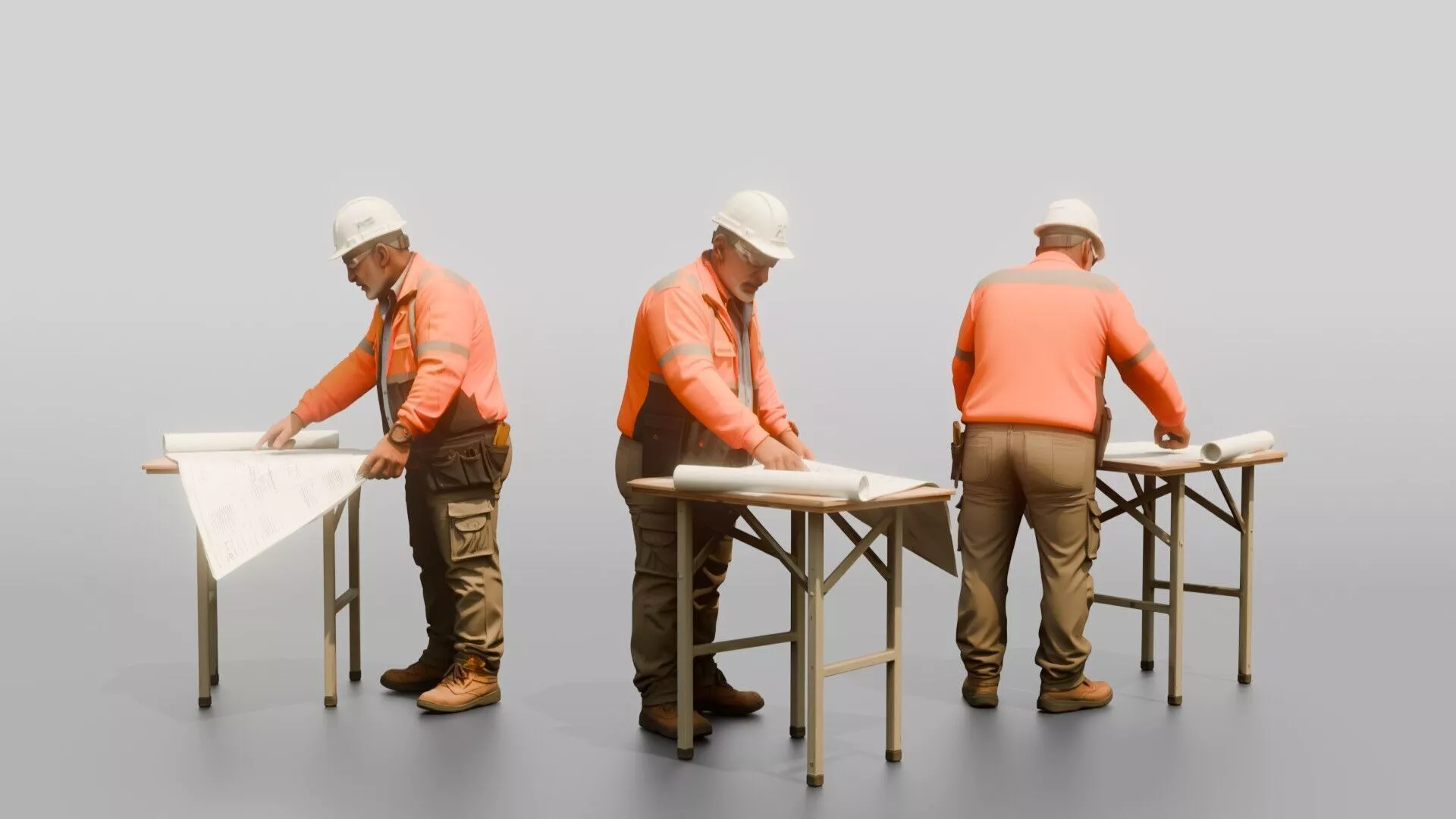 Site Foreman Reading a Blueprint 3D model