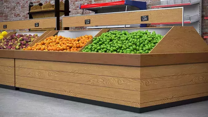 Fresh Fruit Counter 3D model 4