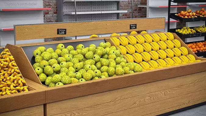 Fresh Fruit Counter 3D model 6