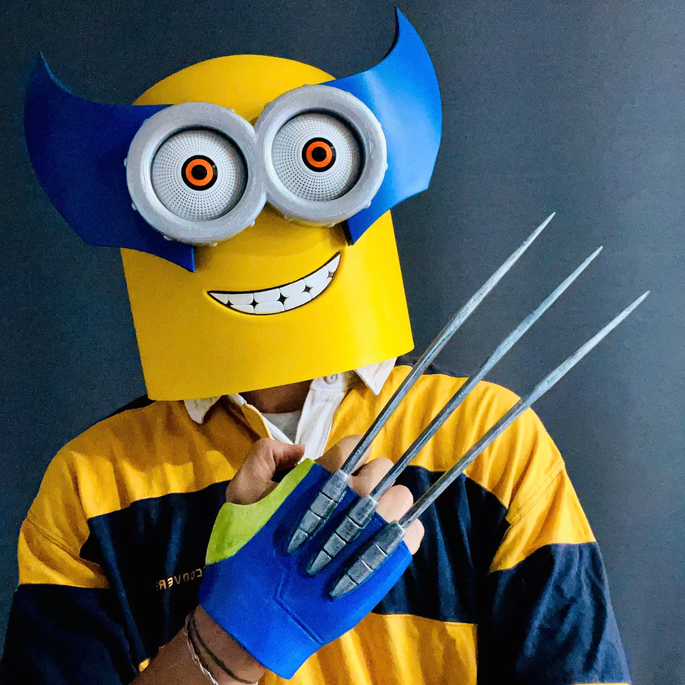 Minion x Wolverine Helmet - Wearable and Cosplay 3D print model