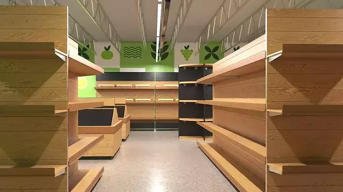 Interior Empty Market Natural Foods 3D model 2
