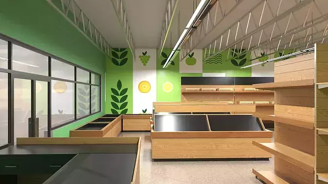 Interior Empty Market Natural Foods 3D model