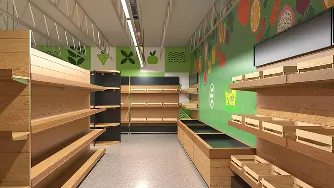 Interior Empty Market Natural Foods 3D model 3
