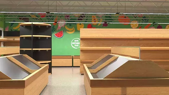 Interior Empty Market Natural Foods 3D model 5