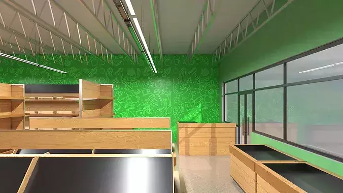 Interior Empty Market Natural Foods 3D model 7