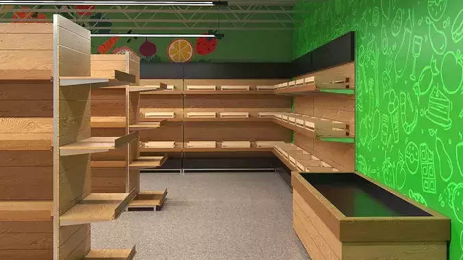 Interior Empty Market Natural Foods 3D model 6