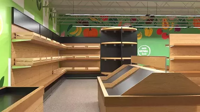 Interior Empty Market Natural Foods 3D model 4