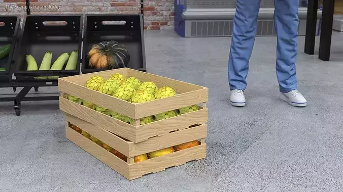 Delivery Man Carries A Box Of Fruits 3D model 4