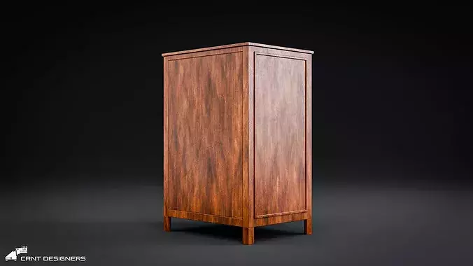 Vintage Wooden Cabinet  - UE4 And UE5 Optimized Low-poly 3D model 7