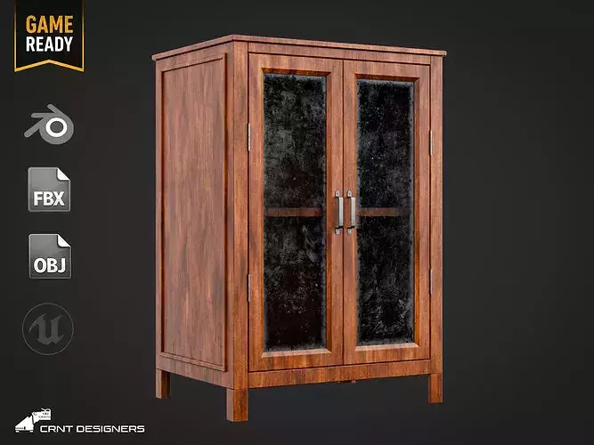 Vintage Wooden Cabinet - UE4 And UE5 Optimized Low-poly 3D model