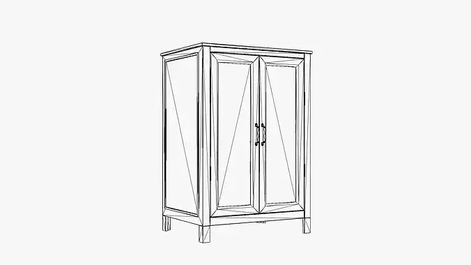 Vintage Wooden Cabinet  - UE4 And UE5 Optimized Low-poly 3D model 5