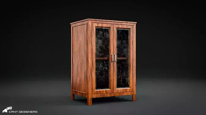Vintage Wooden Cabinet  - UE4 And UE5 Optimized Low-poly 3D model 4