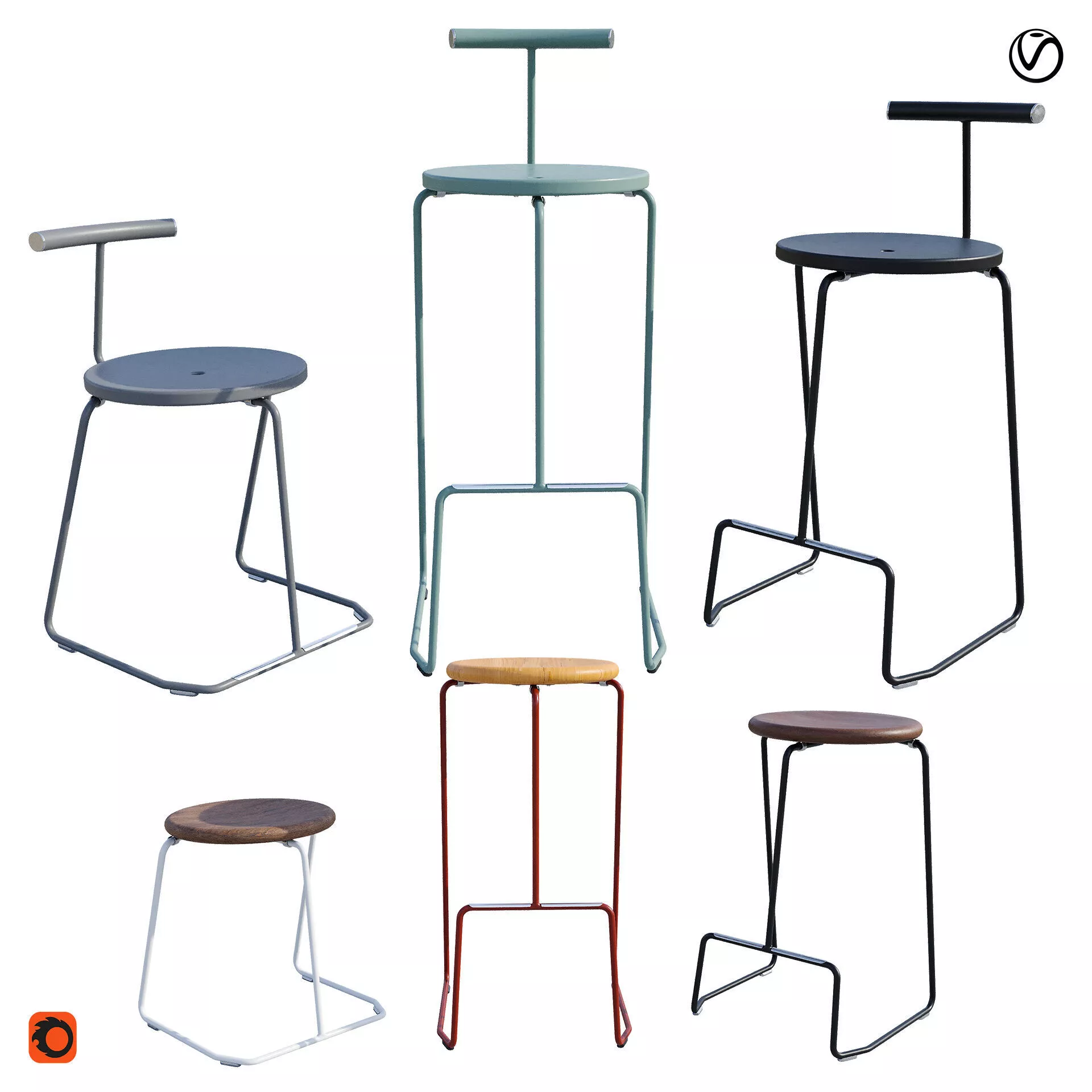 Extremis Tiki barstools with BLENDER file Free 3D model