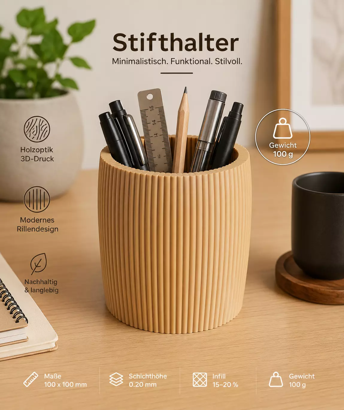 Pen Holder Stiftehalter Organizer Schreibtisch Modern Free 3D print model