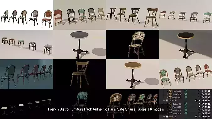 French Bistro Furniture Pack Authentic Paris Cafe Chairs Tables 2