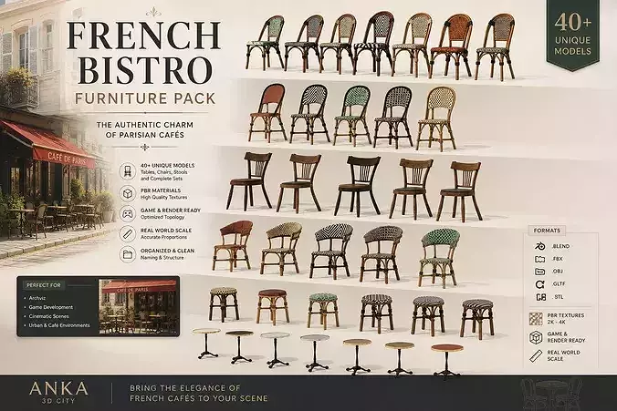 French Bistro Furniture Pack Authentic Paris Cafe Chairs Tables