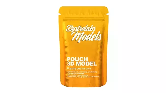 Pouch Low-poly 3D model 2