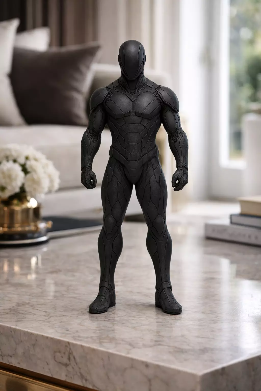 Dark Cyber Armor Warrior STL Futuristic Male Action Figure 3D print model