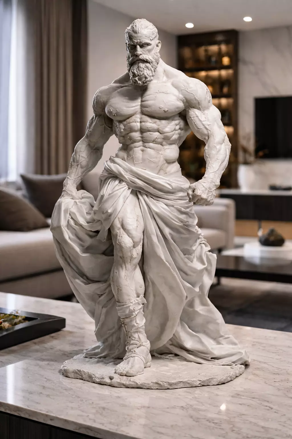 Titan Warrior Statue STL Muscular Mythology Hero Sculpture 3D print model