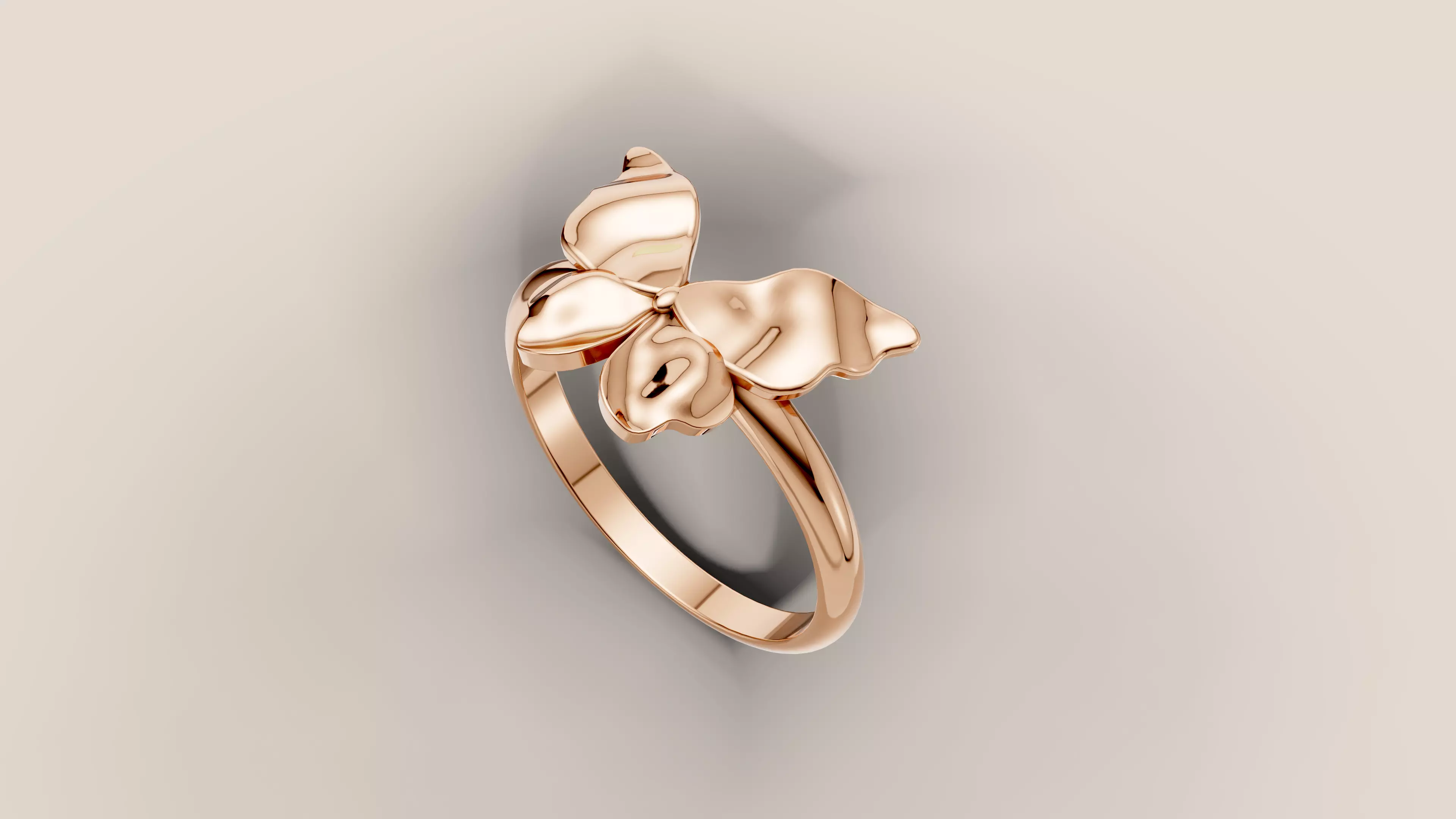 Elegant Butterfly Ring CAD Model 3D print model
