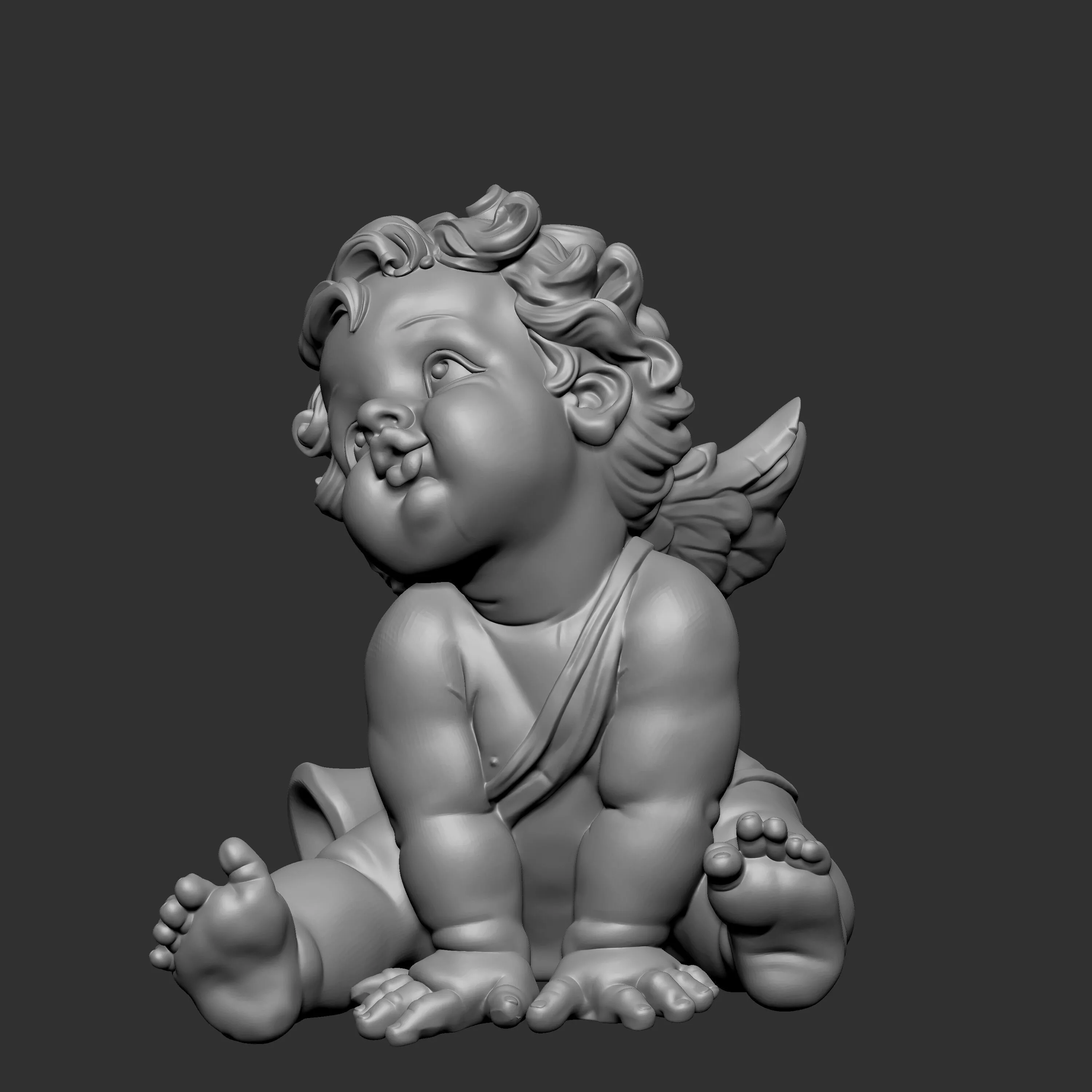 sitting cherub baby angel 3D print model