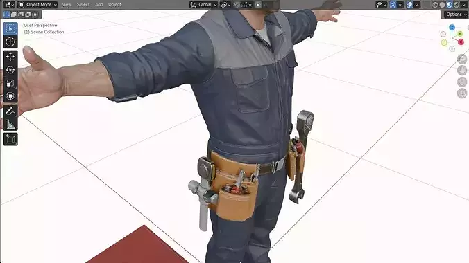 Auto Mechanic Rigged Game Ready 3D Character Low-poly 3D model 4