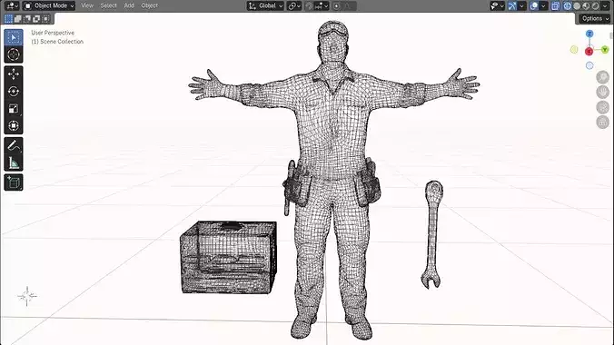 Auto Mechanic Rigged Game Ready 3D Character Low-poly 3D model 2