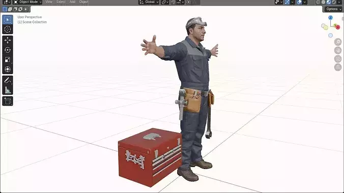 Auto Mechanic Rigged Game Ready 3D Character Low-poly 3D model 5