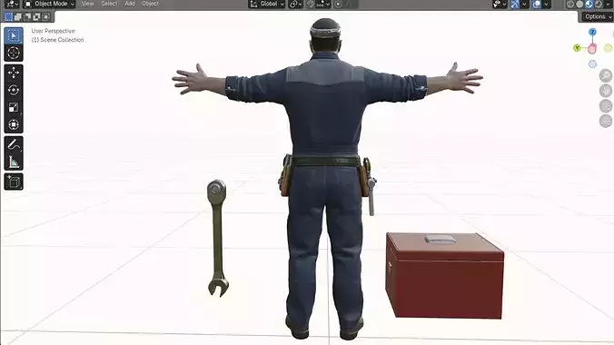 Auto Mechanic Rigged Game Ready 3D Character Low-poly 3D model 6