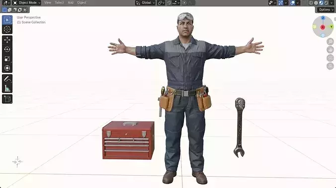 Auto Mechanic Rigged Game Ready 3D Character Low-poly 3D model 3