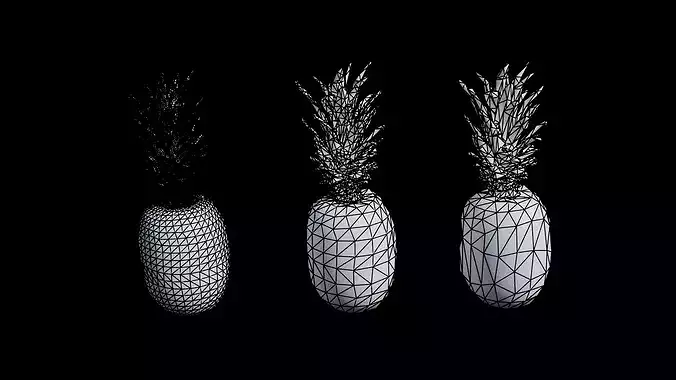 Pineapple Photorealistic 3D Scanned Tropical Fruit Asset Low-poly 3D model 2