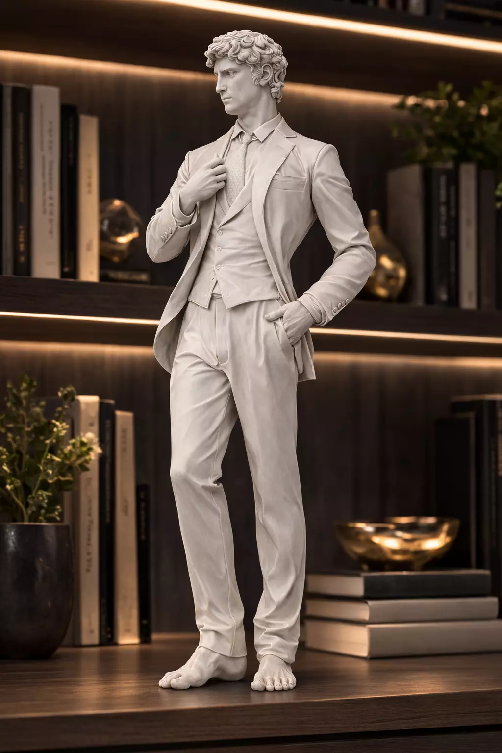 Modern Businessman Statue STL Elegant Male Suit Sculpture 3D print model