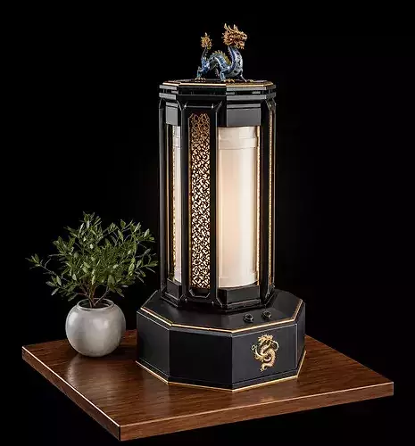 Imperial Dragon Lantern Luxury Oriental Table Lamp 3D model 2
