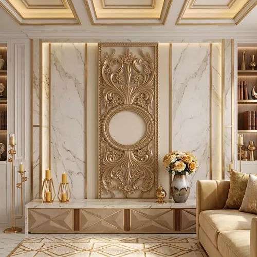 Classic Symmetrical Floral Vertical Door Panel STL CNC