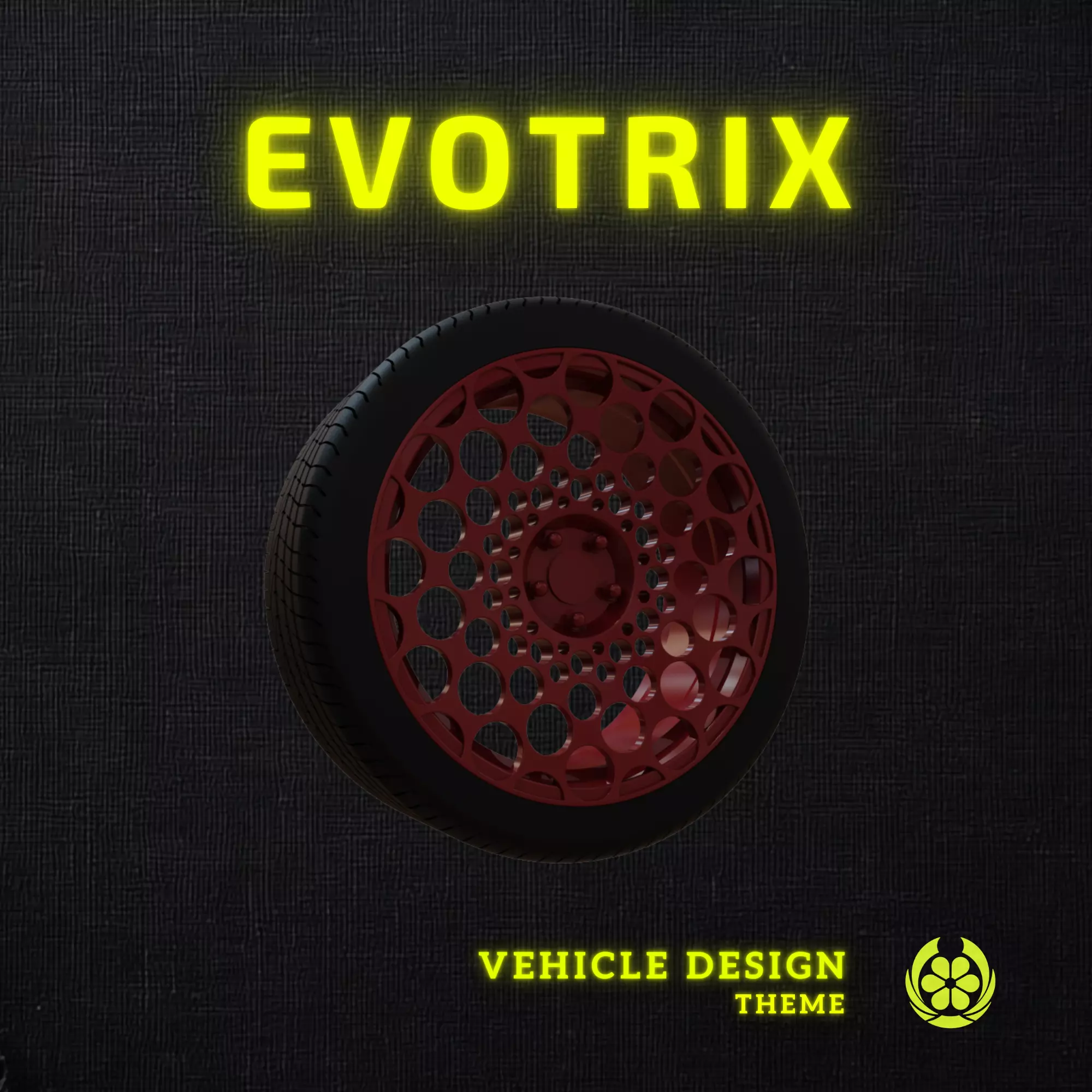08 Evotrix Custom Car Rim 08 with Tire - 3D Print 3D print model