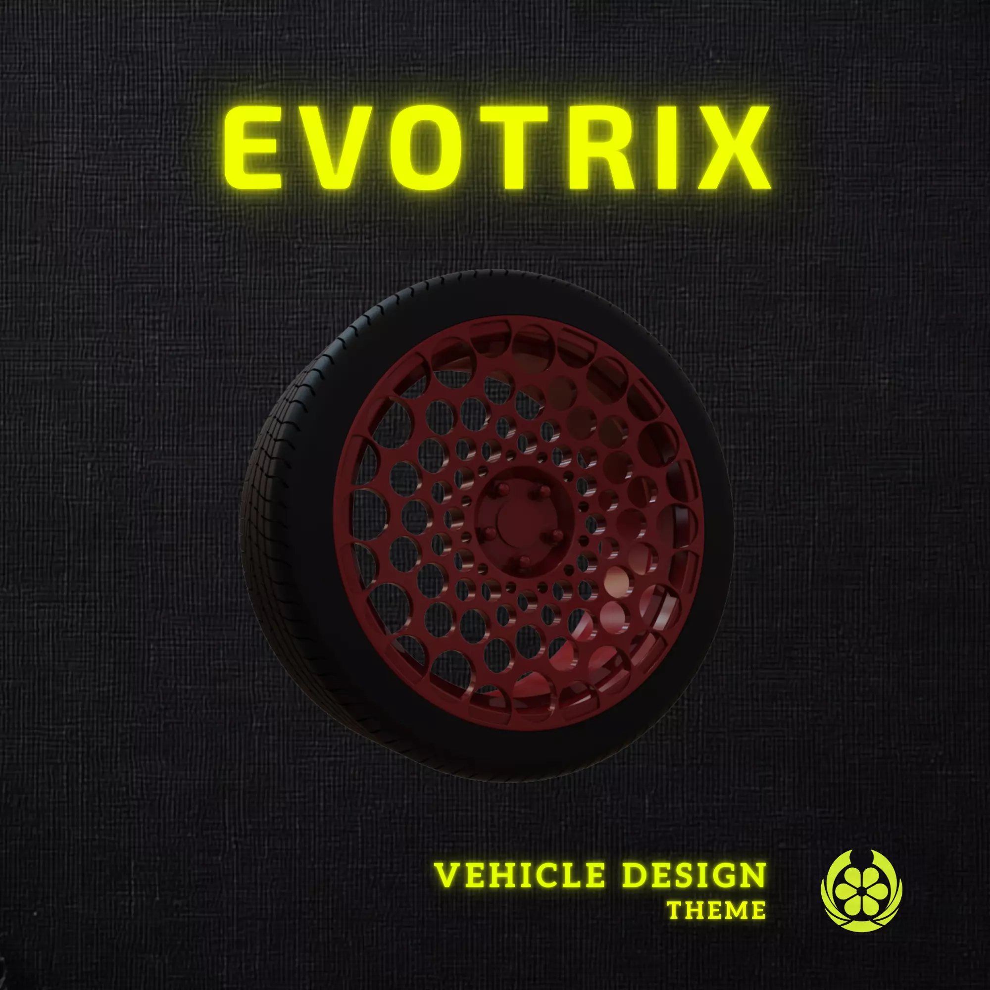 09 Evotrix Custom Car Rim 09 with Tire - 3D Print 3D print model