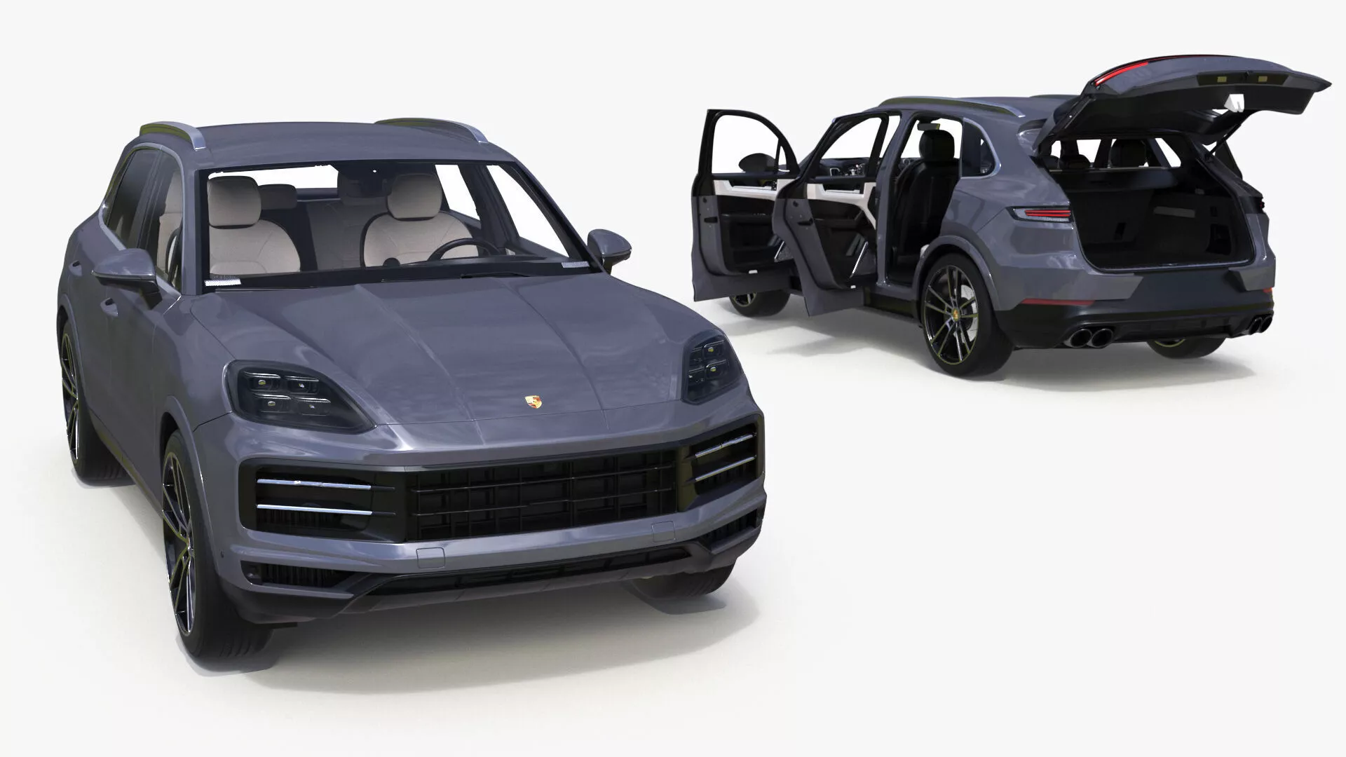 Porsche Cayenne Turbo E-Hybrid 2024 Gray Rigged 3D model