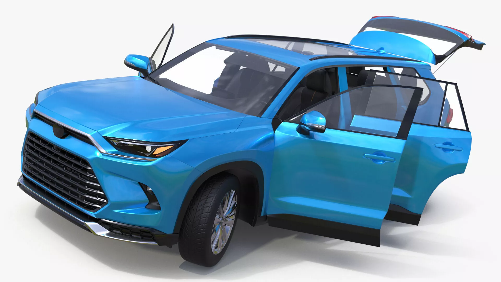 Modern SUV Car Blue Rigged 3D model